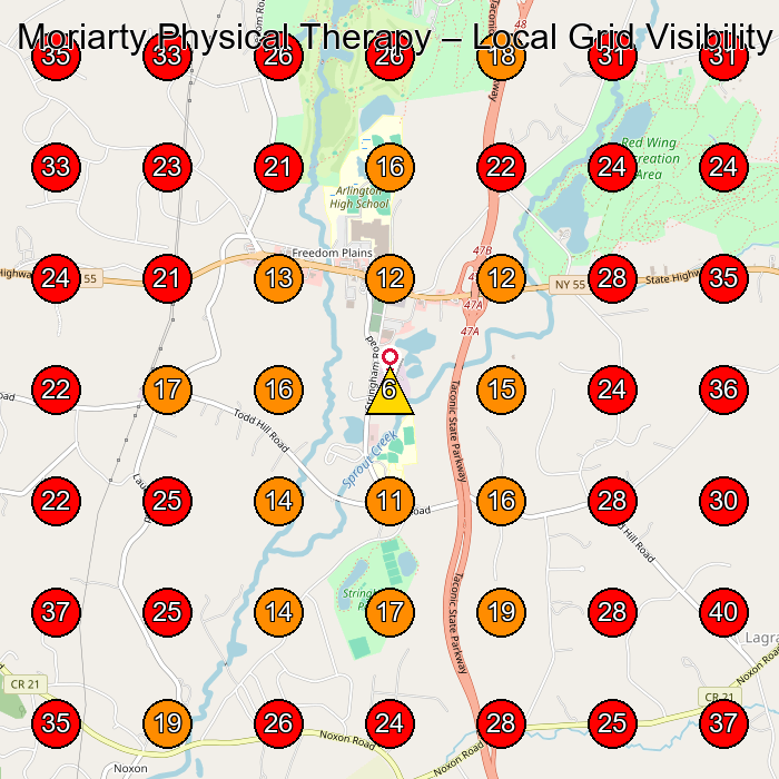 Moriarty Physical Therapy GeoGrid visibility map for Physical Therapist in Litchfield